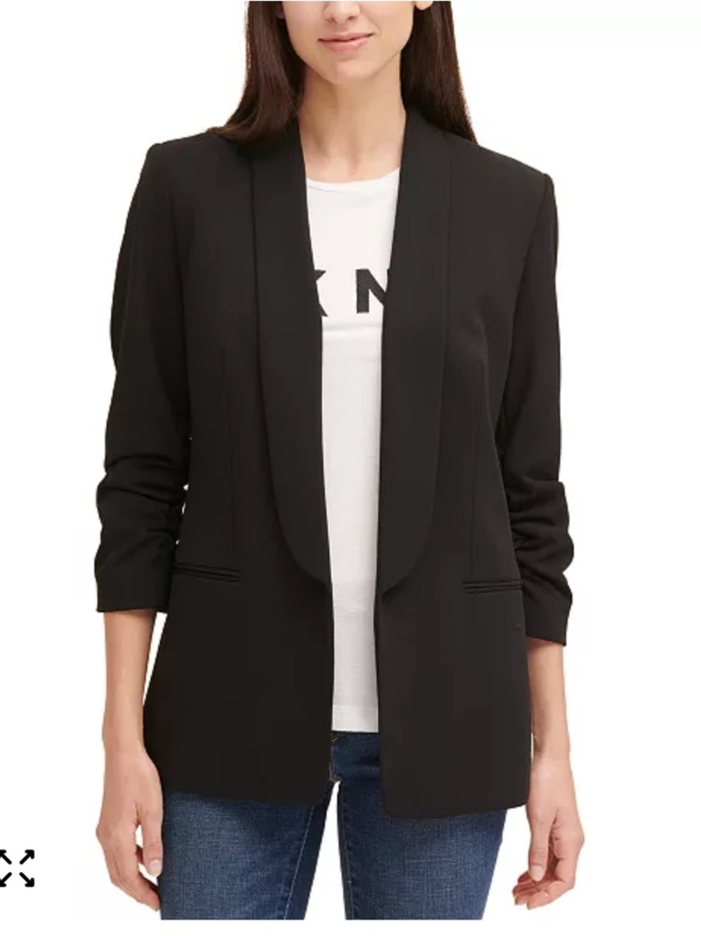 DKNY Ruched-Sleeve Blazer WOMENS SIZE 0 black
